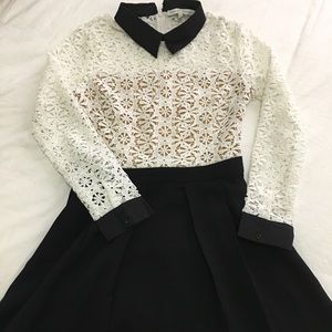 Black and white skirt jumpsuit